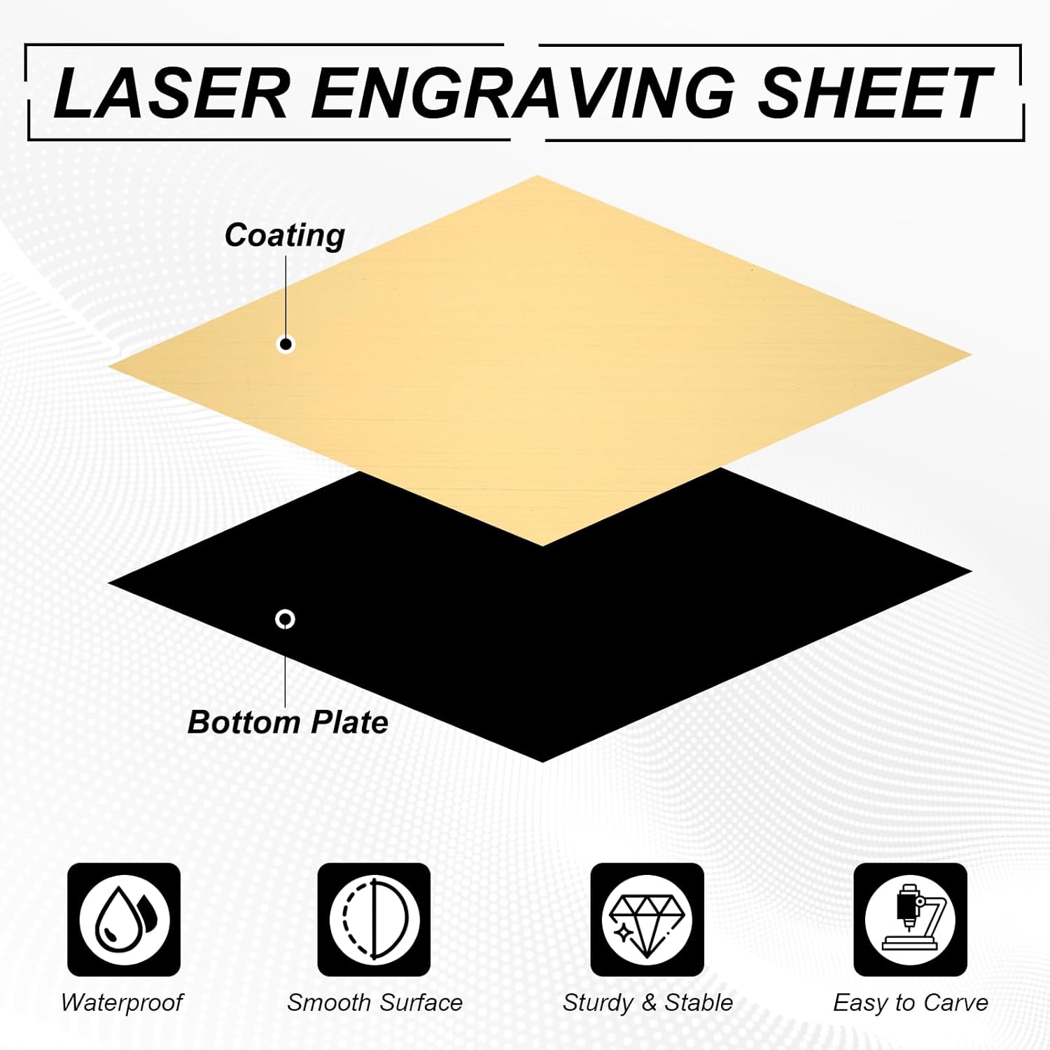PATIKIL 4Pcs Laser Engraving Sheet, 11.8x11.8 Double Color ABS Plastic Engraved Sheet Material for Plate Custom Craft Name Sign Badge Office Label DIY, Brushed Gold/Black