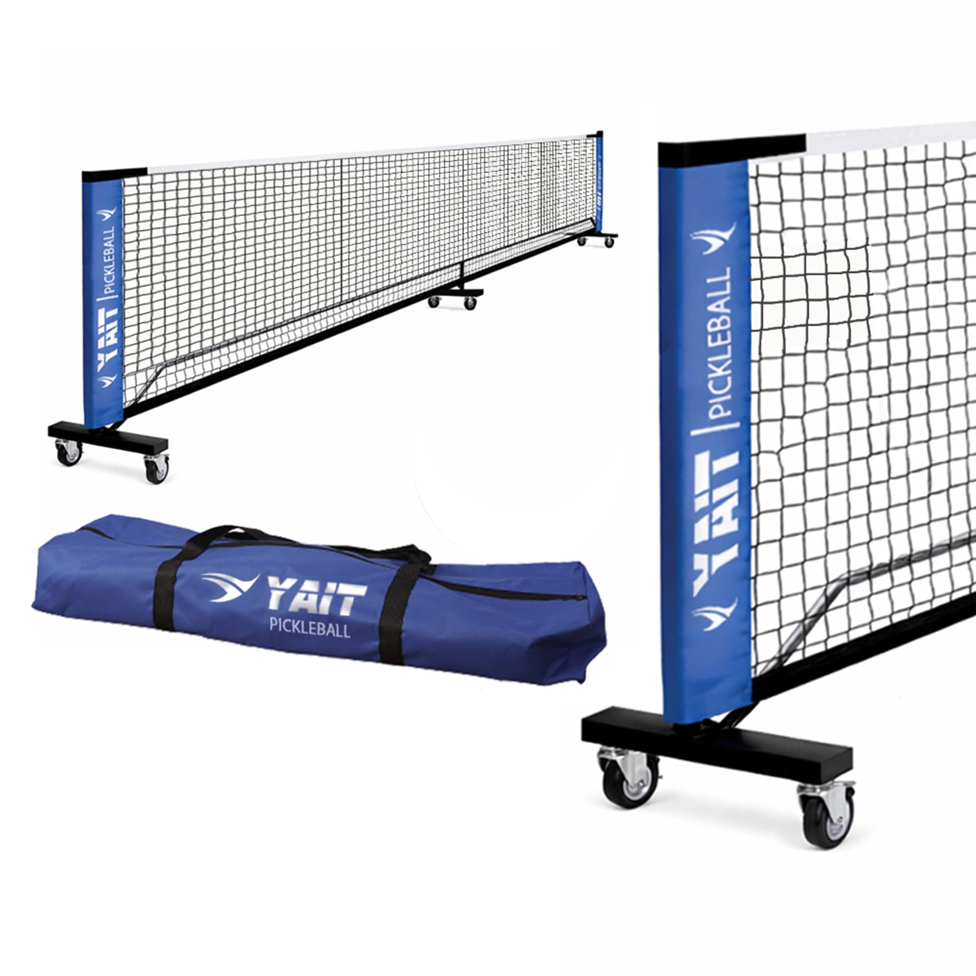 Pickleball Net with Wheels | 22 feet length | Premium Knotless PE Net | Durable Anti-Rust Frame | All-Weather Design | Easy to assemble | Pickleball Heavy Net with Carry Bag for Indoor and Outdoor Use