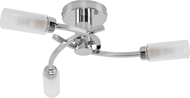 MiniSun Modern 3 Way Spiral Flush Chrome Ceiling Light Fitting with Clear and Frosted Glass Shades