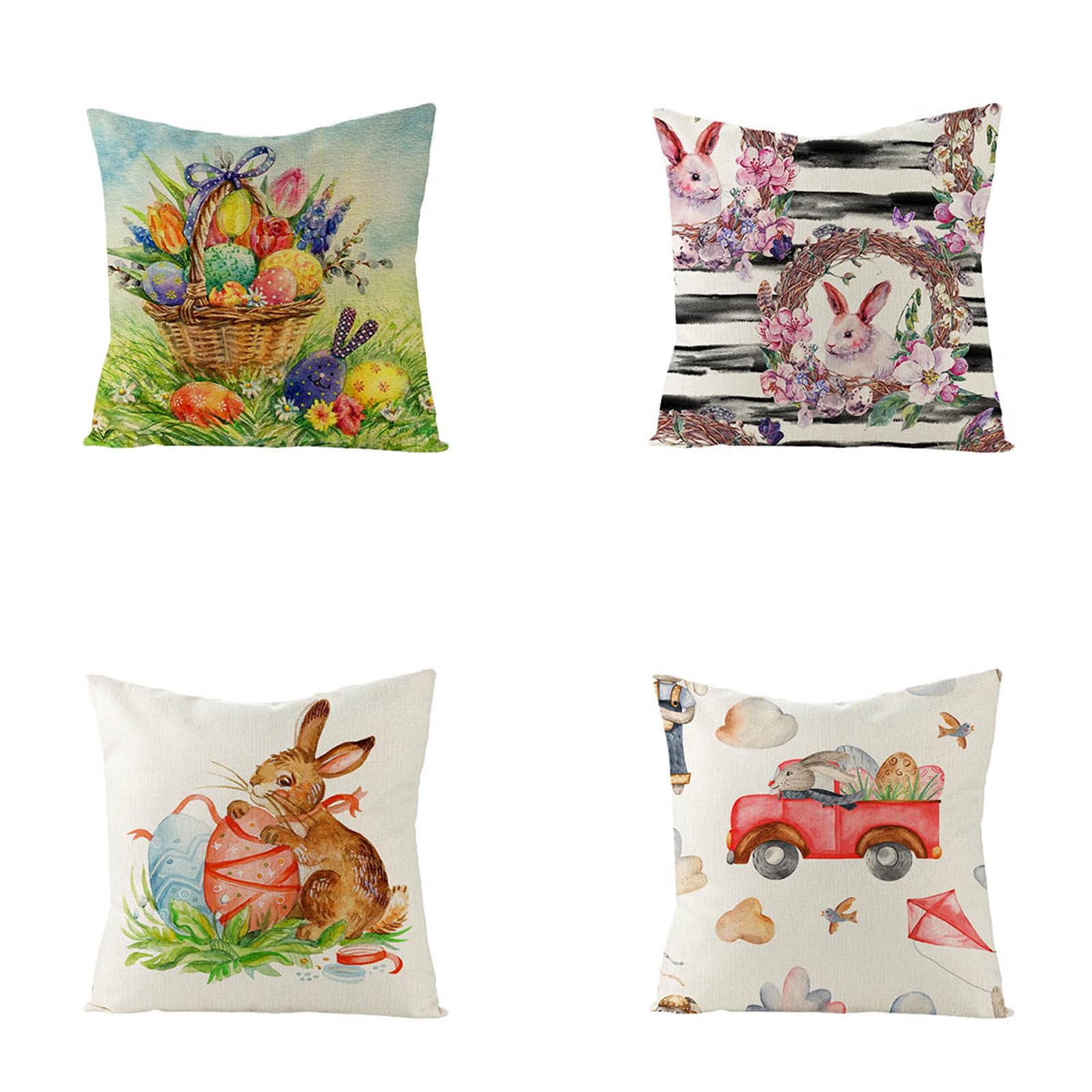 Housses de coussin 50x50 lapin lot de 4 en lin pour renouveler un canape use sans se ruiner