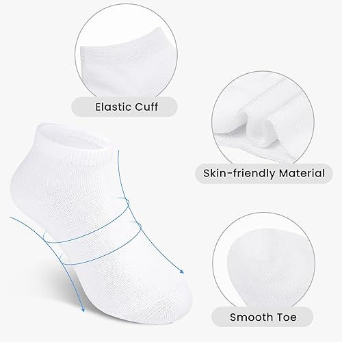 Miniatura 2 de Auranso - 12 pares de calcetines deportivos transpirables para niños, de algodón, de corte bajo para niños y niñas