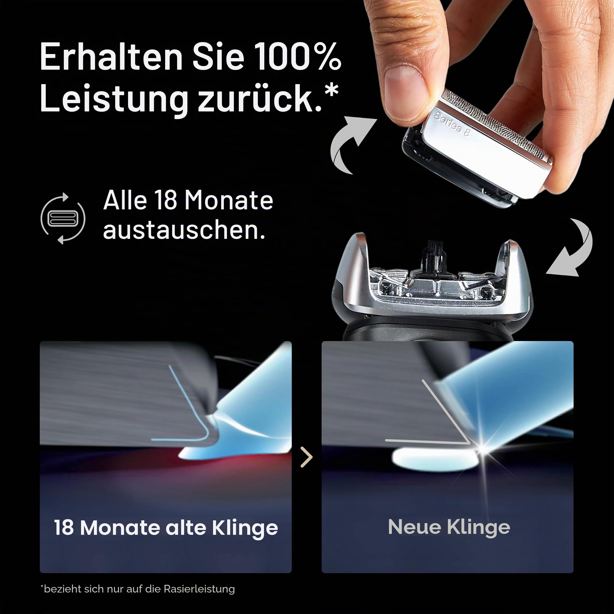 Braun Serie 8 Ersatzkopf für Elektrorasierer – 83 m – kompatibel mit Elektrorasierer 8370 cc, 8340s, 8350s