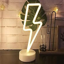 Warm White Lightning Neon Light Signs Lightning LED Lamps Lights Room Decor Battery/USB Operation Night Lights with Base Neon Light up Bar Bedroom Party Christmas