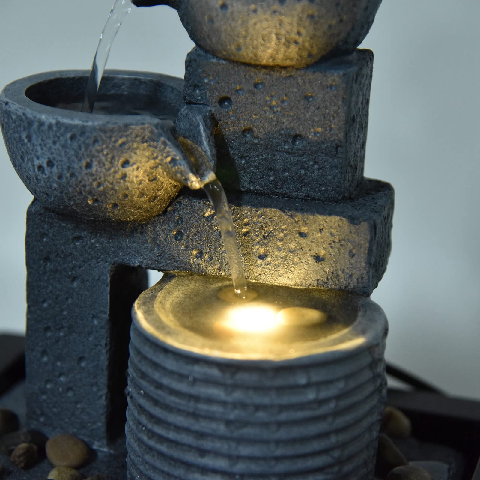 Fontaine De Bureau Cascade Feng Shui Ornement Eau Son Décor Intérieur