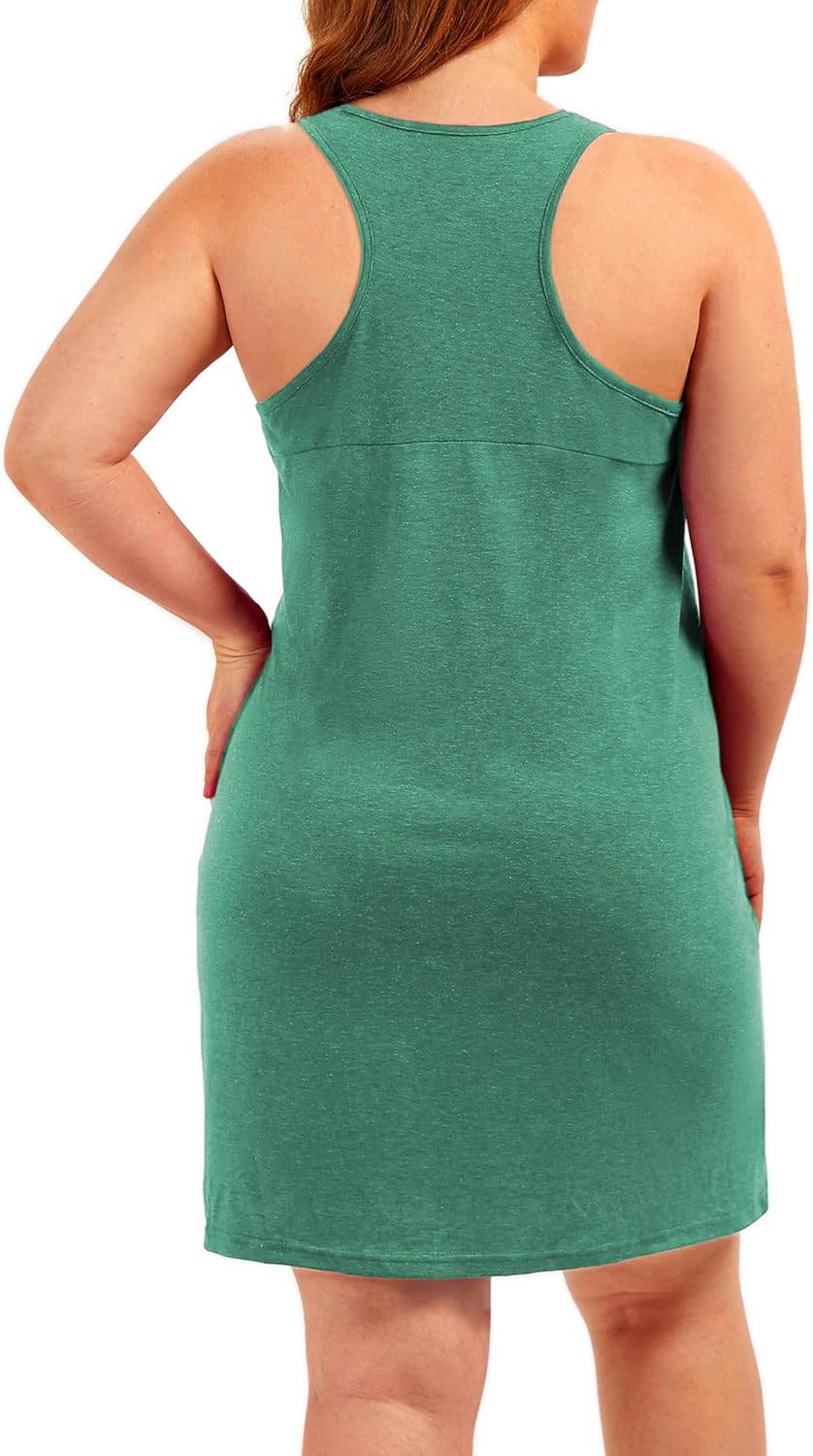 Plus Size Tank Nightgowns Women Sleepwear Racerback Sleeveless Night Gown Dresses Sleep Shirts - Image 2