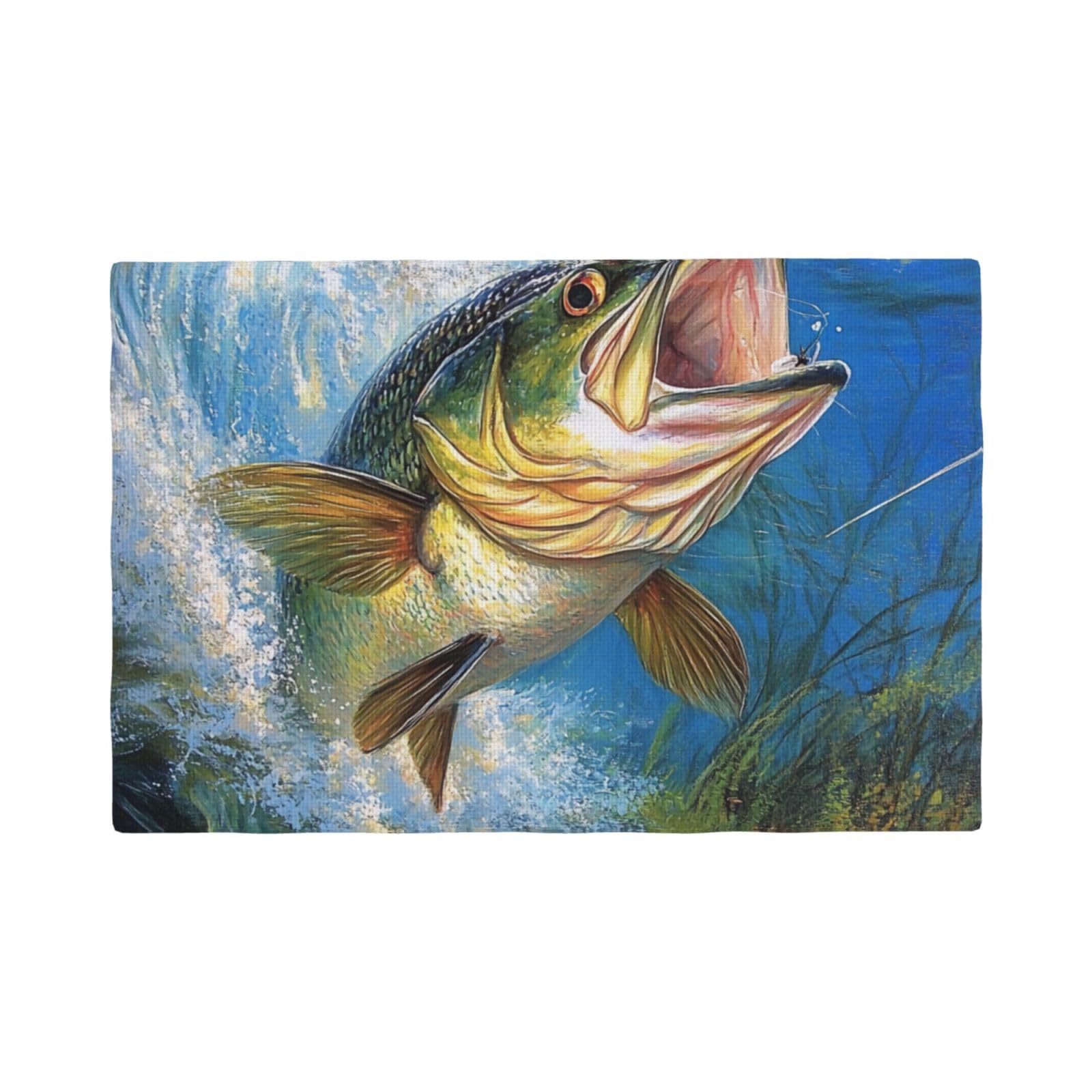 Set de table lavable anti tache lot de 6 résistant chaleur vagues pêche au bar ferme