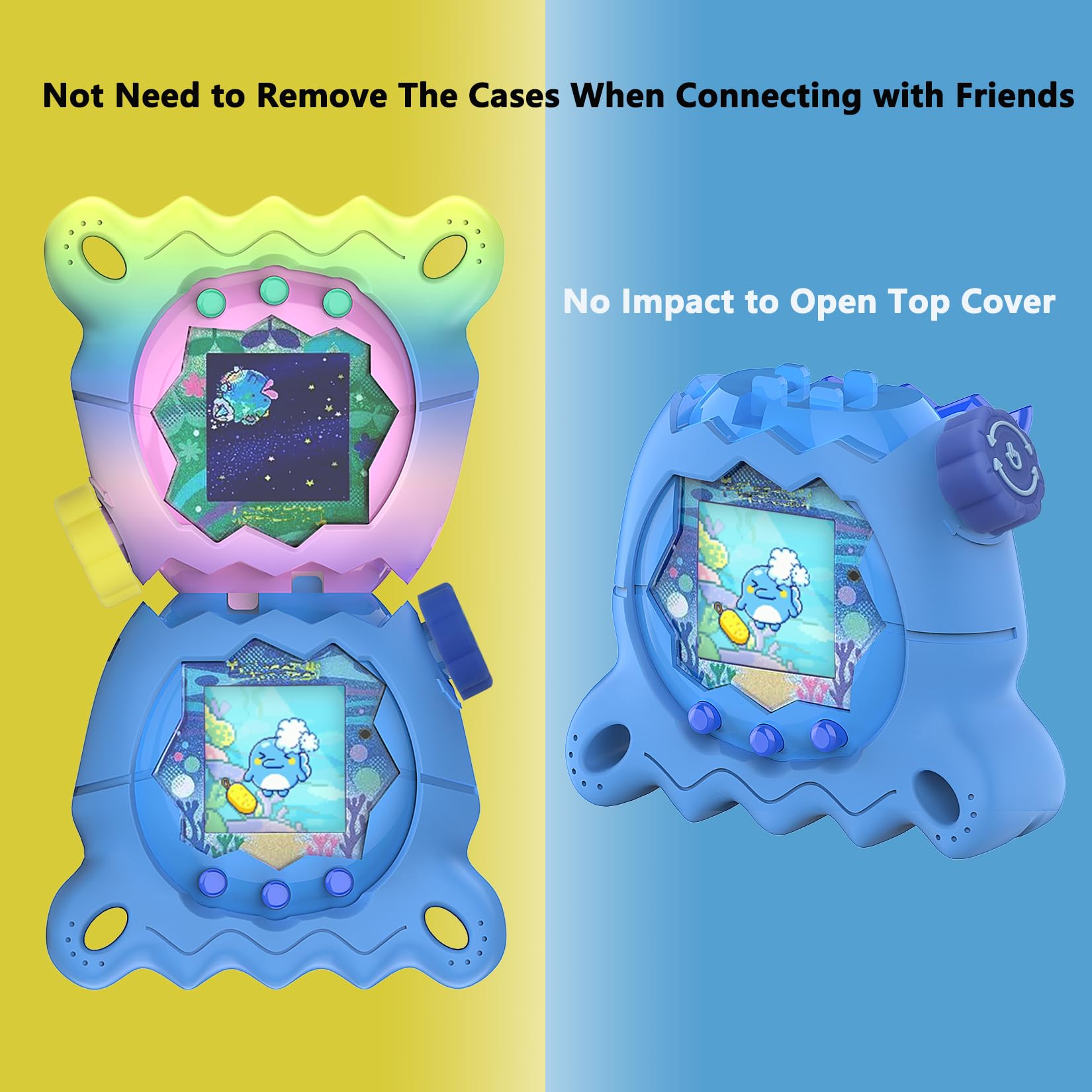 Tamagotchi Paradise - Funda de silicona con tapa de botón, funda protectora con protector de pantalla y cordón para accesorios para mascotas Tamagotchi Paradise (arcoíris) 6