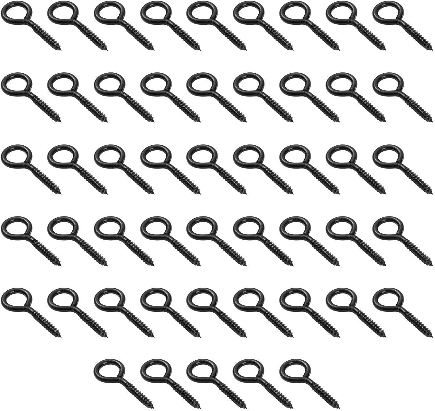 Pack of 50 Black Sheep Studs with Closed Mouth, Eye Bolts, Screws Eye Screws, Mounting Screw Rings, High Performance Screw Studs.