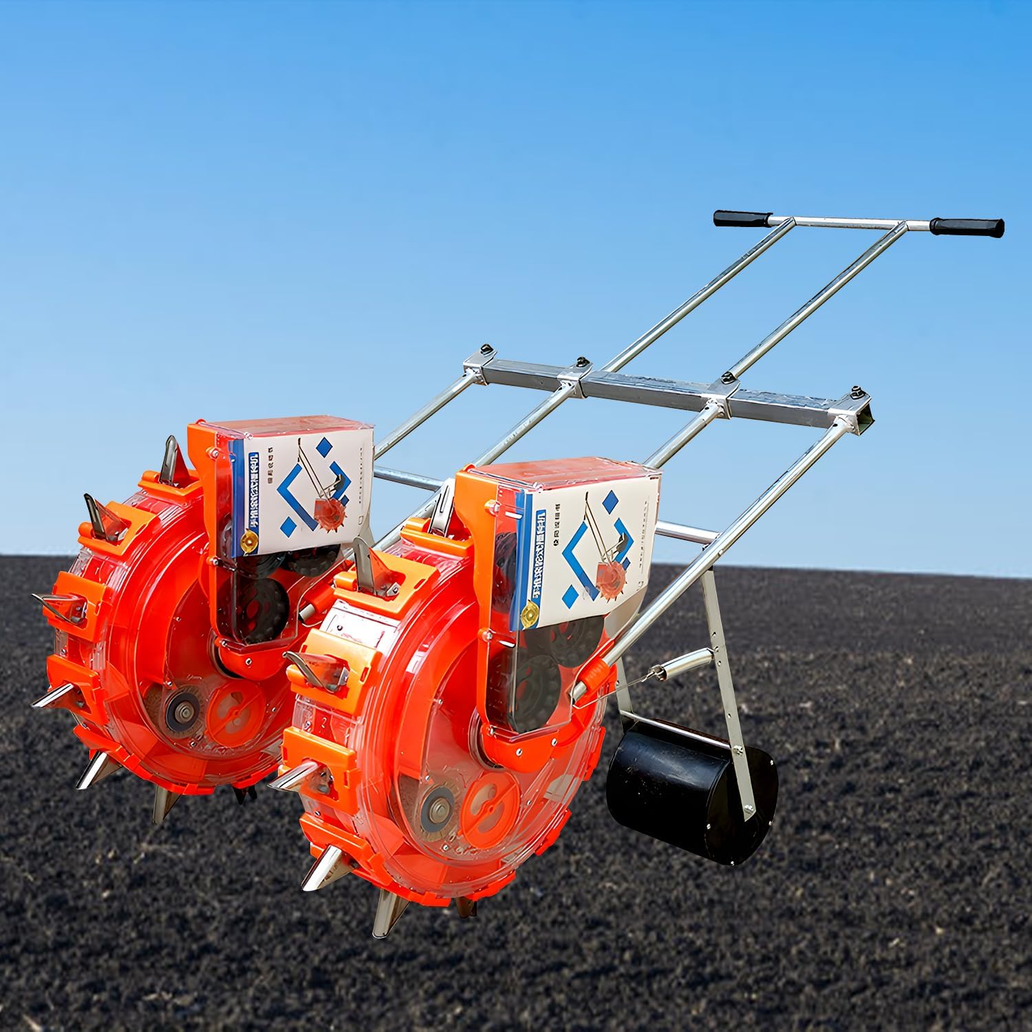 Dual Row Garden Seeder Planter, Precision Hand-Push Tool for Efficient Planting of Corn, Soybeans, and Peanuts in Home Gardens and Farms