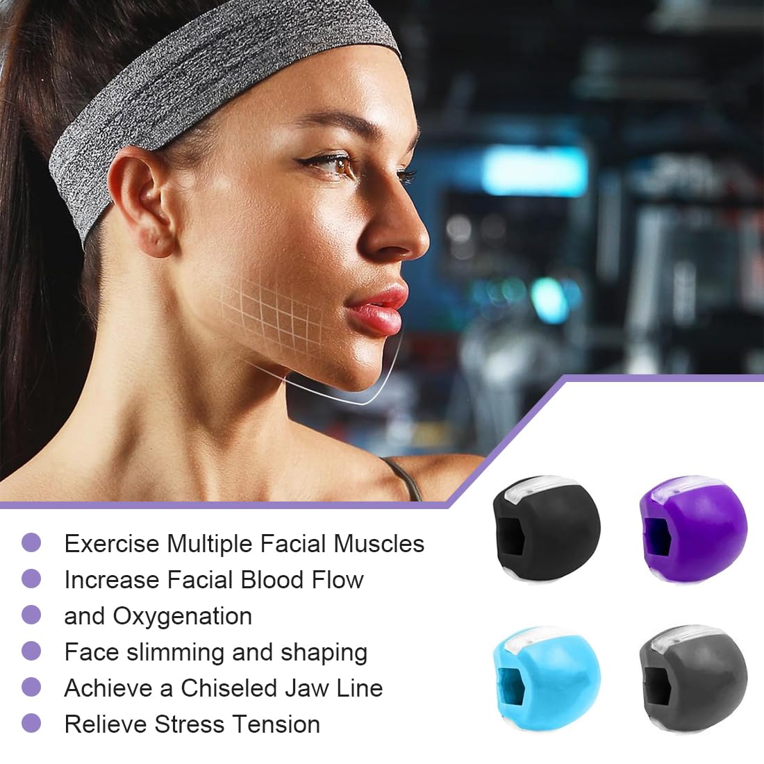 4 pcs Entraîneur de mâchoire pour Le Visage Exercice de la mâchoire pour façonner la mâchoire tonifiant Le Menton Masseur Musculaire pour renforcer la mâchoire Exercice à mâcher
