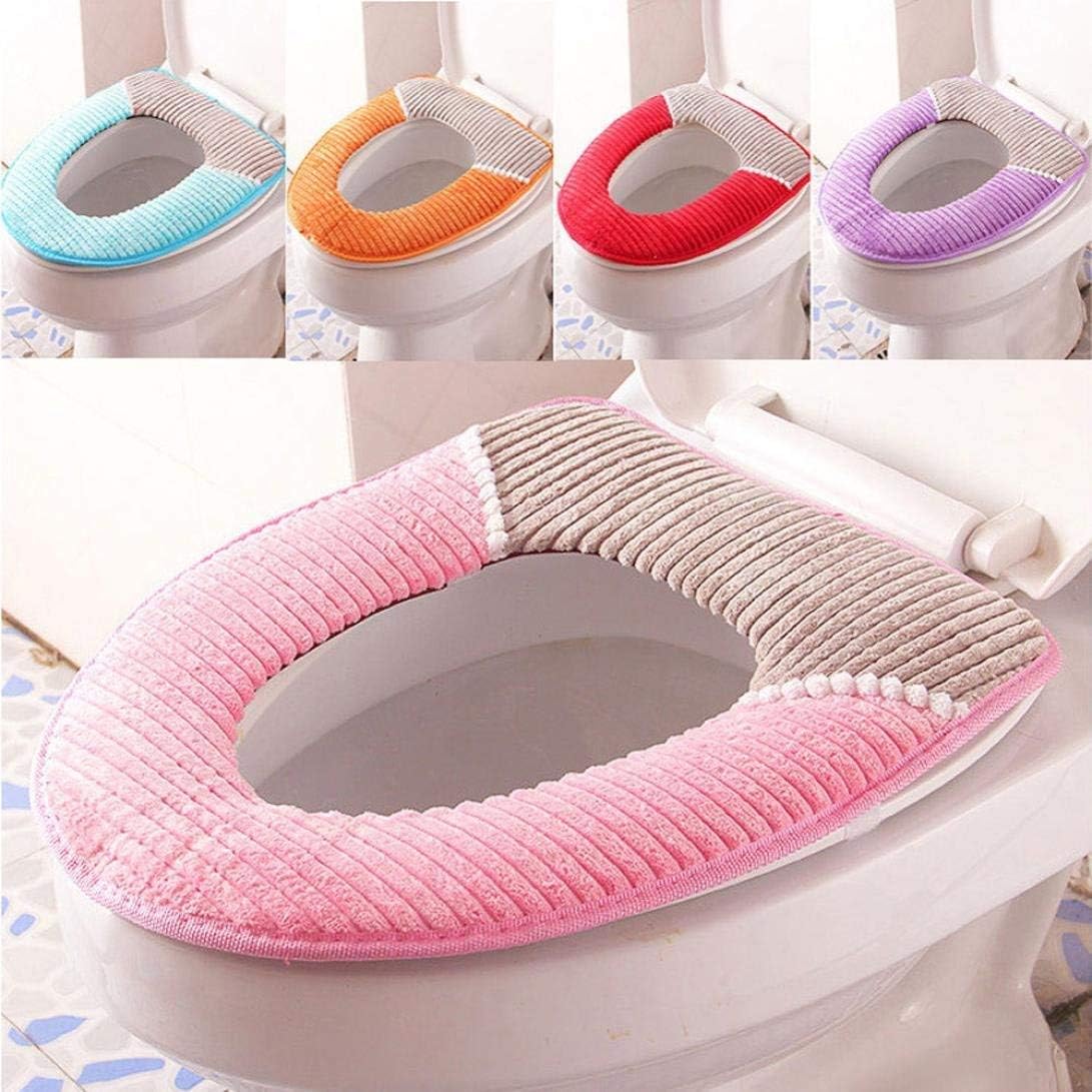 Acrylic Fiber Toilet Seat Cover Pads - Washable Cushion for Western Toilet, Soft & Comfy Flannel Lid Mat Pad, Bathroom Warmer, Multi