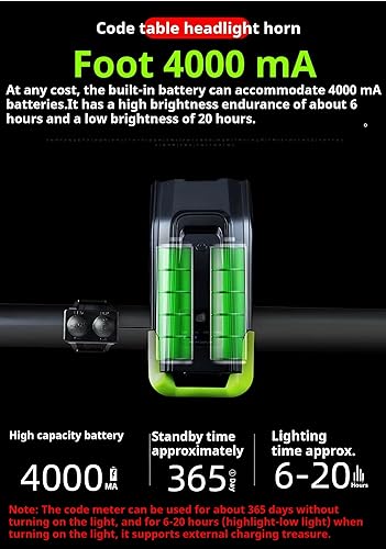 Miniatura 6 de Luz de bicicleta multifuncional 3 en 1 de 800 lúmenes, velocímetro nocturno, bocina, luces, velocímetro de luz de bicicleta, juego de faros y luces