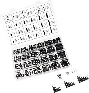 OTOTEC 360x M2 M2,5 M3 Nylon Schwarz Männlich zu Weiblich Hex Spacer Schraube Mutter Abstandshalter Zubehör Sortiment Kit Set mit Box und Schraubendreher für PCB Electronics Computers