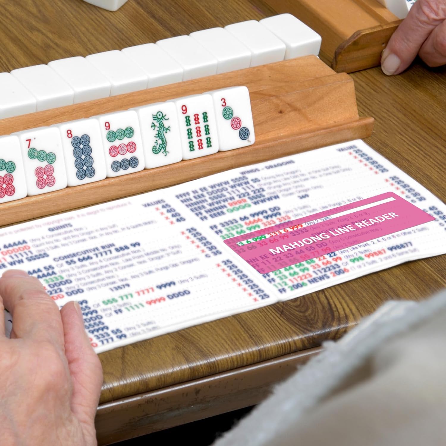 4Pcs Pink Mahjong Line Reader, 6.1x1.97inch Mahjong Line Finder Gifts for Women, Mah Jongg Rules Helper Accessories