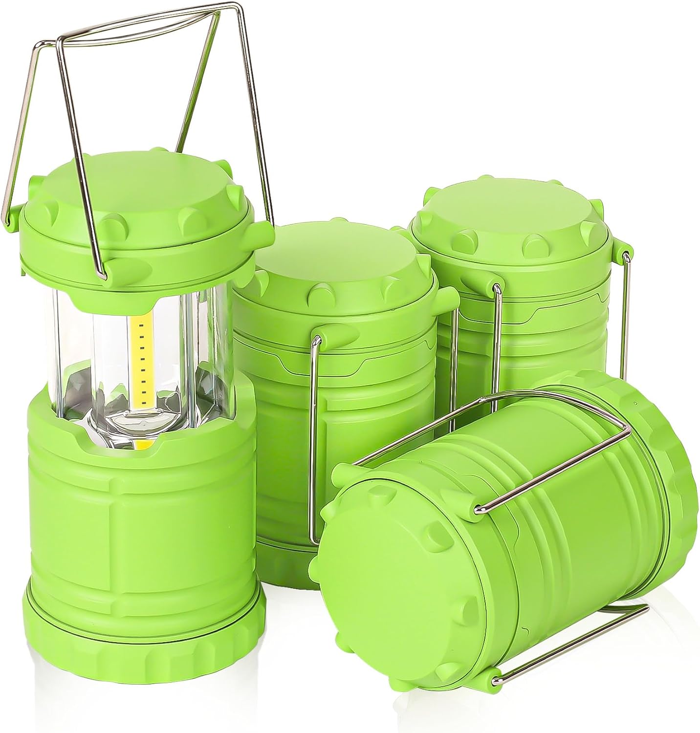4-Pack Mini LED Green Camping Lanterns, Portable Camping Lights, Outdoor Handled Lamps, Essential Emergency Lights for Power Outages, Hiking, Hurricane