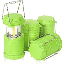 4-Pack Mini LED Green Camping Lantern | Portable Camping Lights, Outdoor Handled Lamps, Essential Emergency Lights for Power Outages, Hiking, Hurricane
