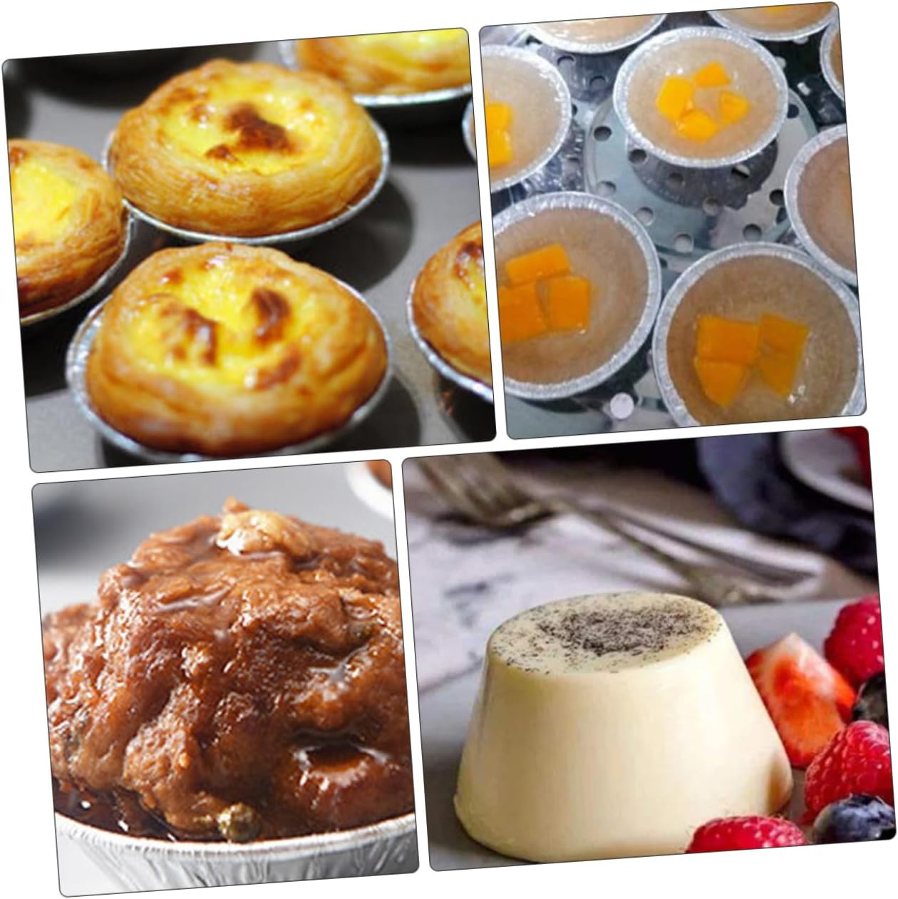 Cabilock Egg Tart Molds Non-stick Tin Foil Pans Lids Easy Demold Baking Molds for Cakes Supermarket Cake Shops