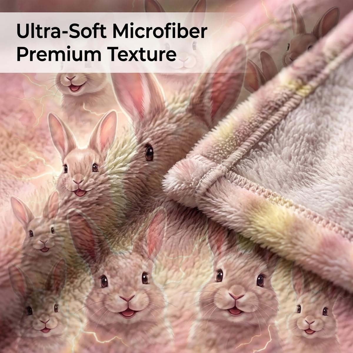 Bunny Flannel Throw Blanket, Animal Totem Soft Pink Design for Girls Kids Bedroom Decor, Cute Rabbit Cozy Style Soft Fuzzy Lightweight Blanket 60x80 Inches Gift for Birthday Easter Baby