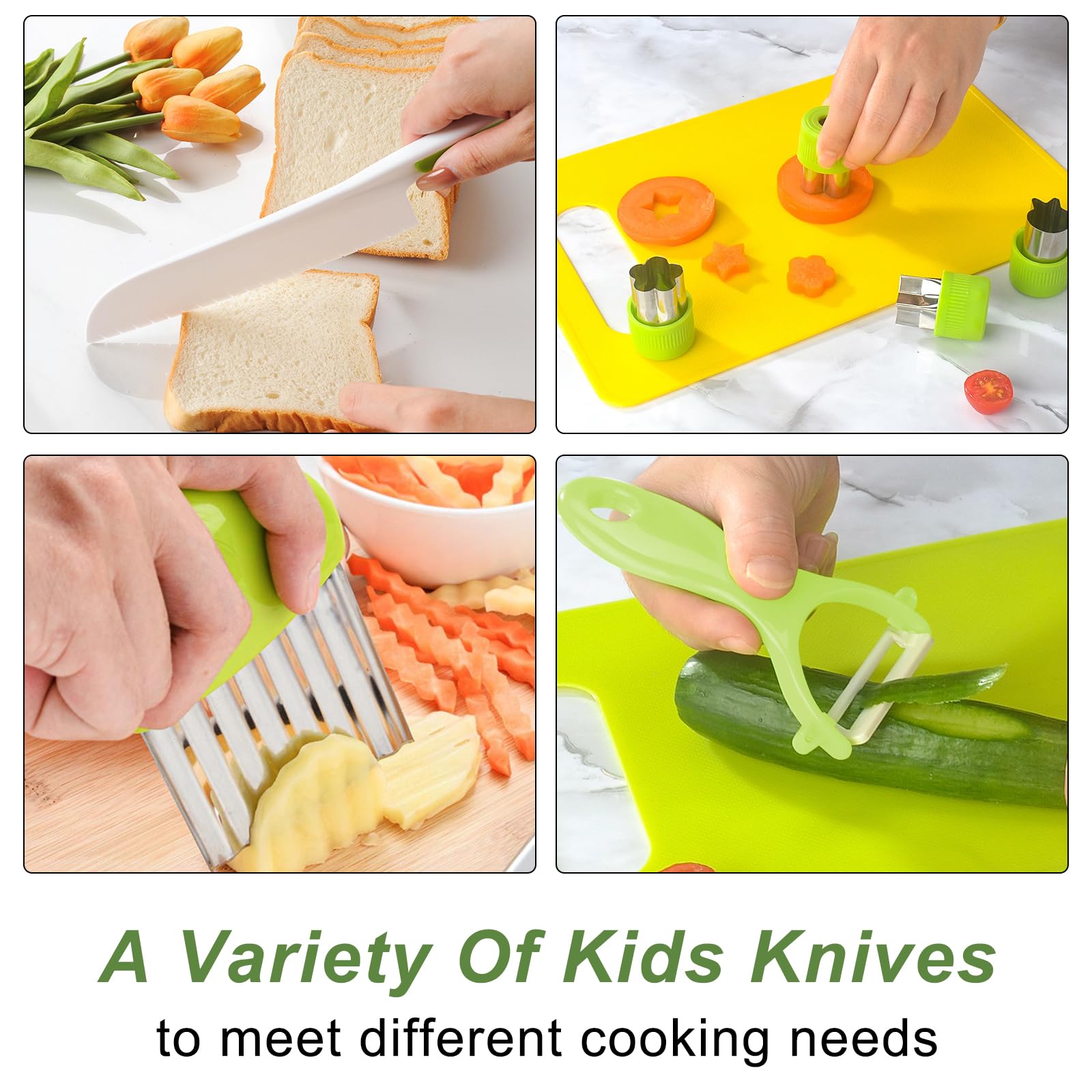 Set Complet Ustensiles De Cuisine Pour Enfants Lixiluxia - Couteaux Sécurité, Planche à Découper Et Accessoires, 32 Pièces