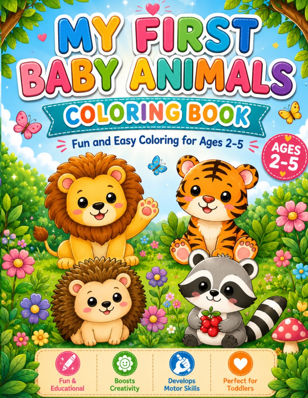 My First Baby Animals Coloring Book: Simple, Fun & Cute Animal Pages for Toddlers and Kids