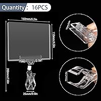 Vista 2 de Mlici Soporte giratorio transparente con clip, 16 clips de letrero giratorio POP para tienda al por menor, protector de tarjetas de PVC de 4 x 6