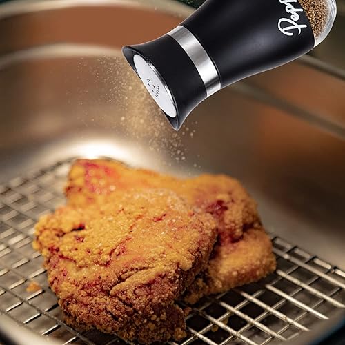 Miniatura 6 de Juego de 2 saleros y pimenteros, recargable con tapa de acero inoxidable, recipiente para especias, botella para cocina, restaurante, picnic (negro)