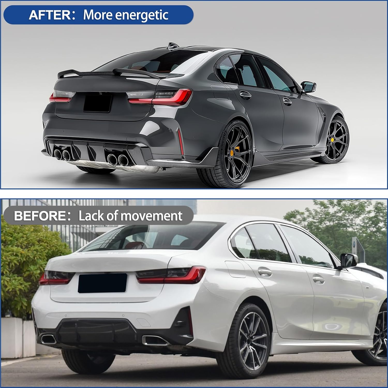Rear Spoiler for BMW 3 Series G20 Sedan 2019-2023 G80 M3 2021-2023 Trunk Spoiler Wing Trunk Tail Rear Trunk Lid,Glossy Black Performance - V Style