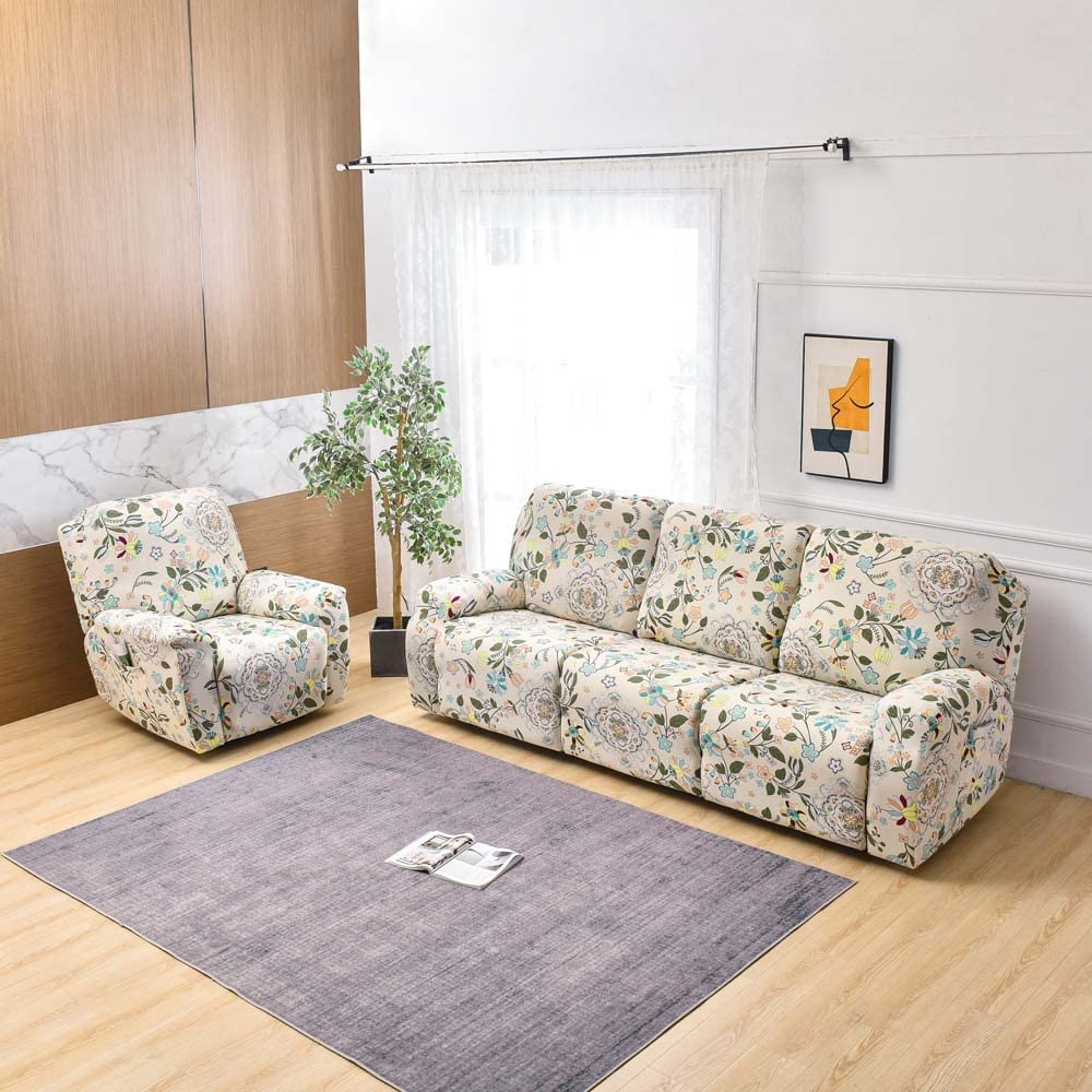 4/6/8 Pièces Housse De Fauteuil Inclinable Extensible, Doux Antidérapante avec Poche Latérale Housse Fauteuil Relax Electrique 1/2/3 Place , Imprimées Spandex Canapé Protege de Meubles Lavable ( Color 4/6/8 Pièces Housse De Fauteuil Inclinable Extensible, Doux Antidérapante avec Poche Latérale Housse Fauteuil Relax Electrique 1/2/3 Place , Imprimées Spandex Canapé Protege de Meubles Lavable ( Color