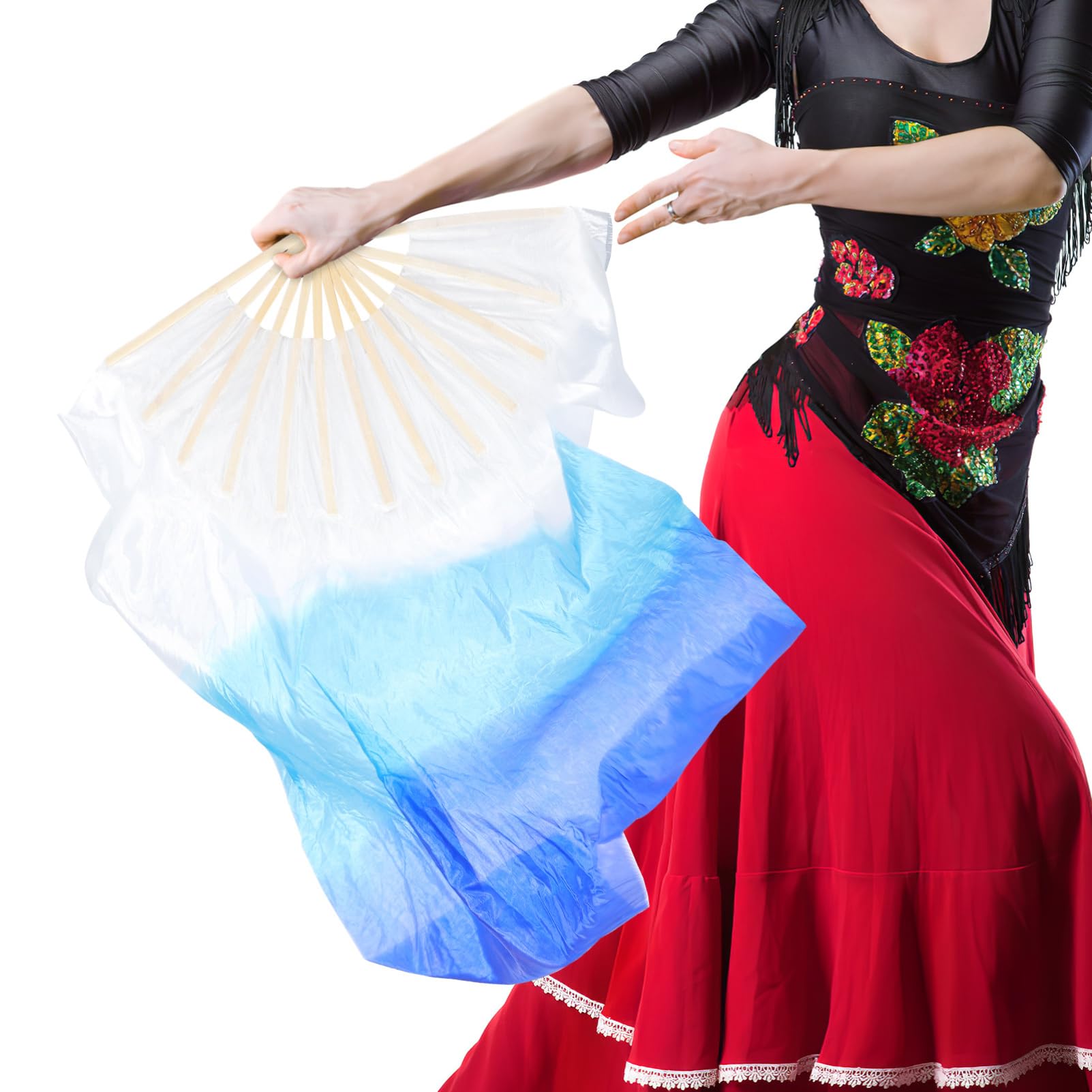 BESPORTBLE 4 Piezas Abanicos De Danza del Vientre Abanicos De Tela Imitados para Baile FolclóRico Accesorios De Rendimiento Multiuso 127X54Cm
