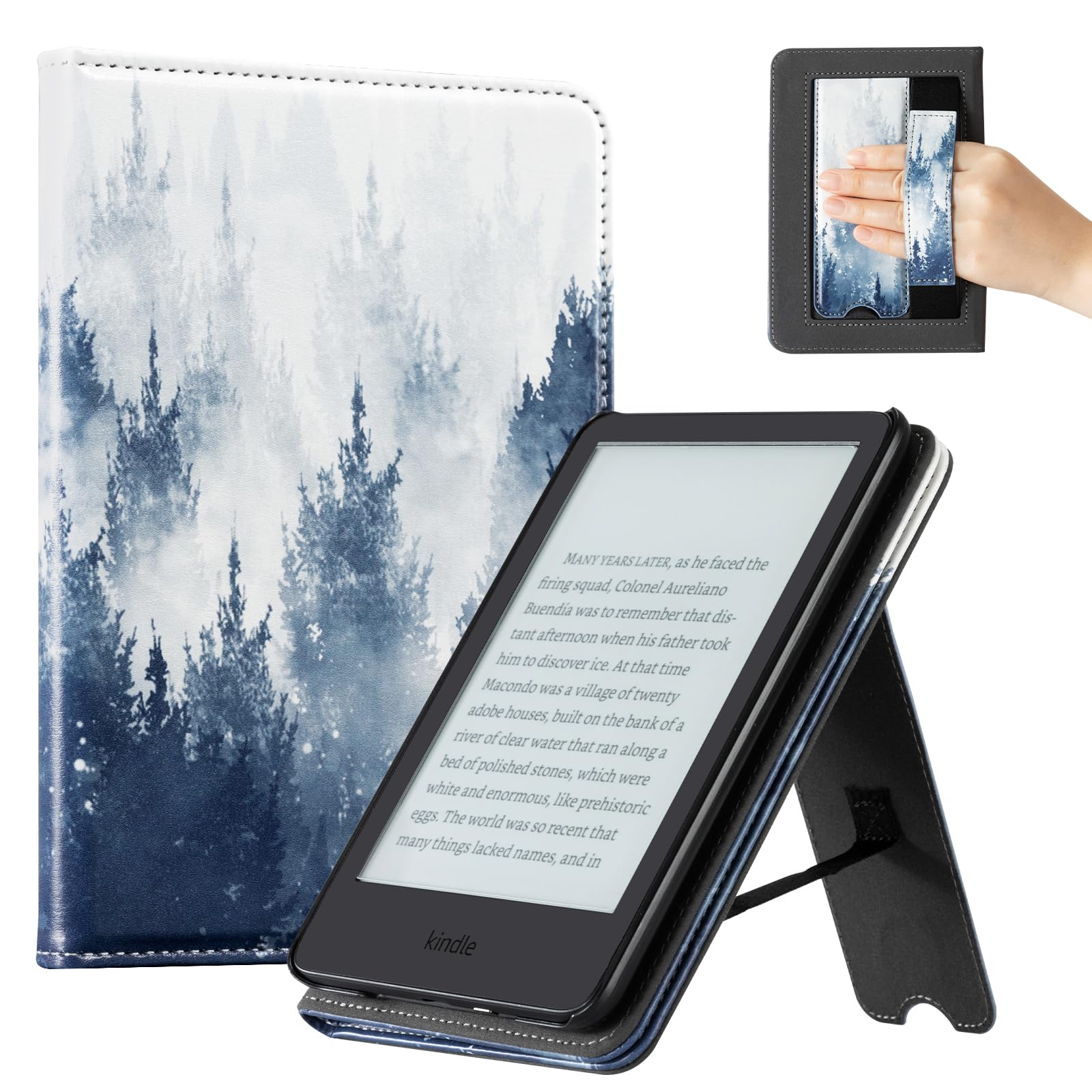 CoBak Case for 6" E-Reader - PU Leather Smart Cover with Auto Sleep/Wake &amp; Hand Strap, not Compatible with Kobo Clara,Forest
