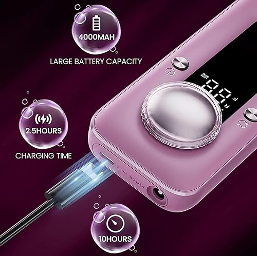 Miniatura 4 de Norala Taladro de uñas profesional, máquina de taladro eléctrico de uñas, taladro de uñas acrílico recargable inalámbrico, kit de lima de uñas