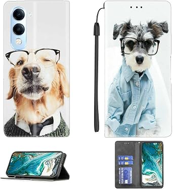 jioeuinly Case Compatible for IQoo Z10 Lite 5G Phone Case Cover [with Tempered Glass Screen Protector] PU Leather Kickstand Magnetic Wallet Case CPT52