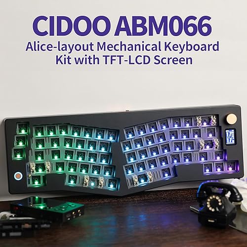 Miniatura 2 de EPOMAKER CIDOO ABM066 Alice-Layout VIA-programable Barebones Kit con pantalla TFT-LCD y perilla giratoria, intercambiable en caliente, modos triples