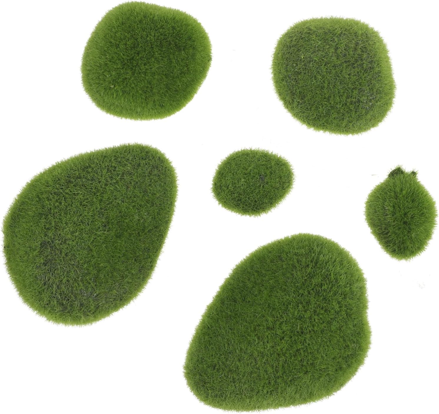 6pcs Simulated Moss Block Artificial Moss Rocks for Landscape Decorative Garden Stones Faux Mossy Stone Plant Wall Ornament