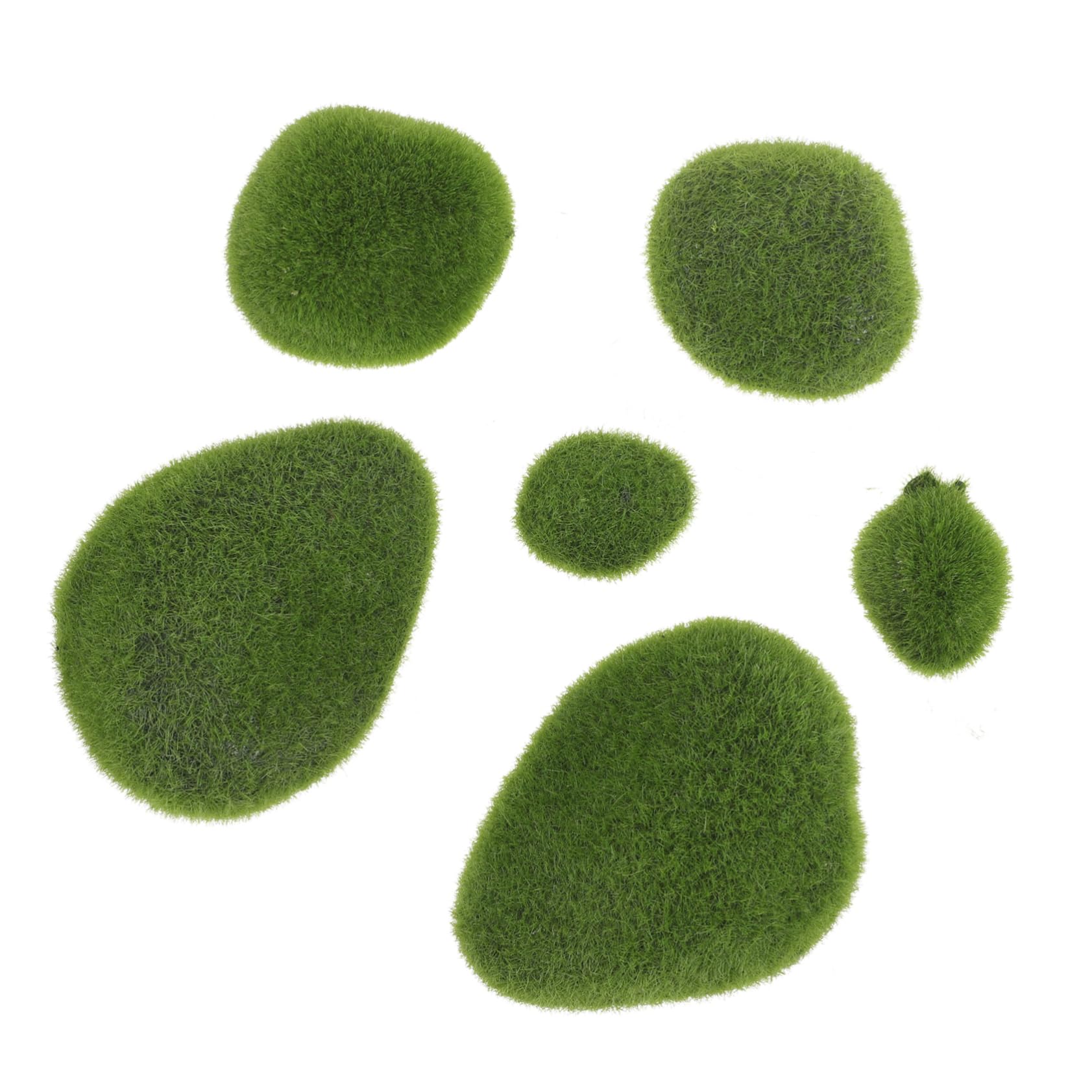GRIRIW 6pcs Artificial Flocking Moss Blocks Moss Covered Stones for Terrarium Bonsai Pot Decor