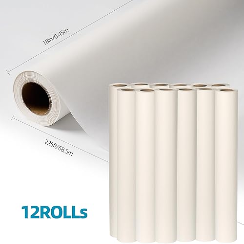 Miniatura 10 de Papel de mesa de examen, protección de barrera, 21 pulgadas x 225 pies, caja blanca lisa de 12 rollos, suministros de papel de mesa médicos