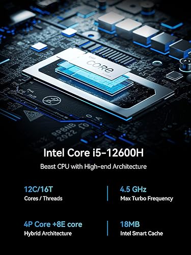 Miniatura 9 de MINISFORUM NAB6 Lite Mini PC Core i5-12600H (12C16T, hasta 4.5 GHz) Computadora de sobremesa 16GB RAM 1TB SSD, 2xHDMI + 2xUSB-C 4K 60Hz Salidas,