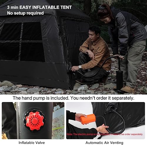 Miniatura 3 de Tienda de campaña inflable para 3-4 personas, tienda de campaña inflable con bomba de mano, fácil instalación, impermeable, tienda de campaña