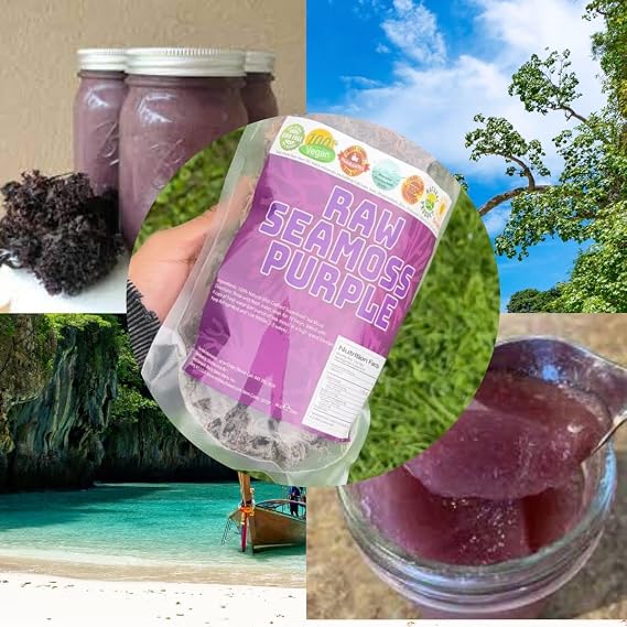 Purple Sea Moss | Irish Sea Moss | Wildcrafted - 100% Natural, Makes 120+ oz of Seamoss Gel, for Health & Wellness | Dr. Sebi - 8oz