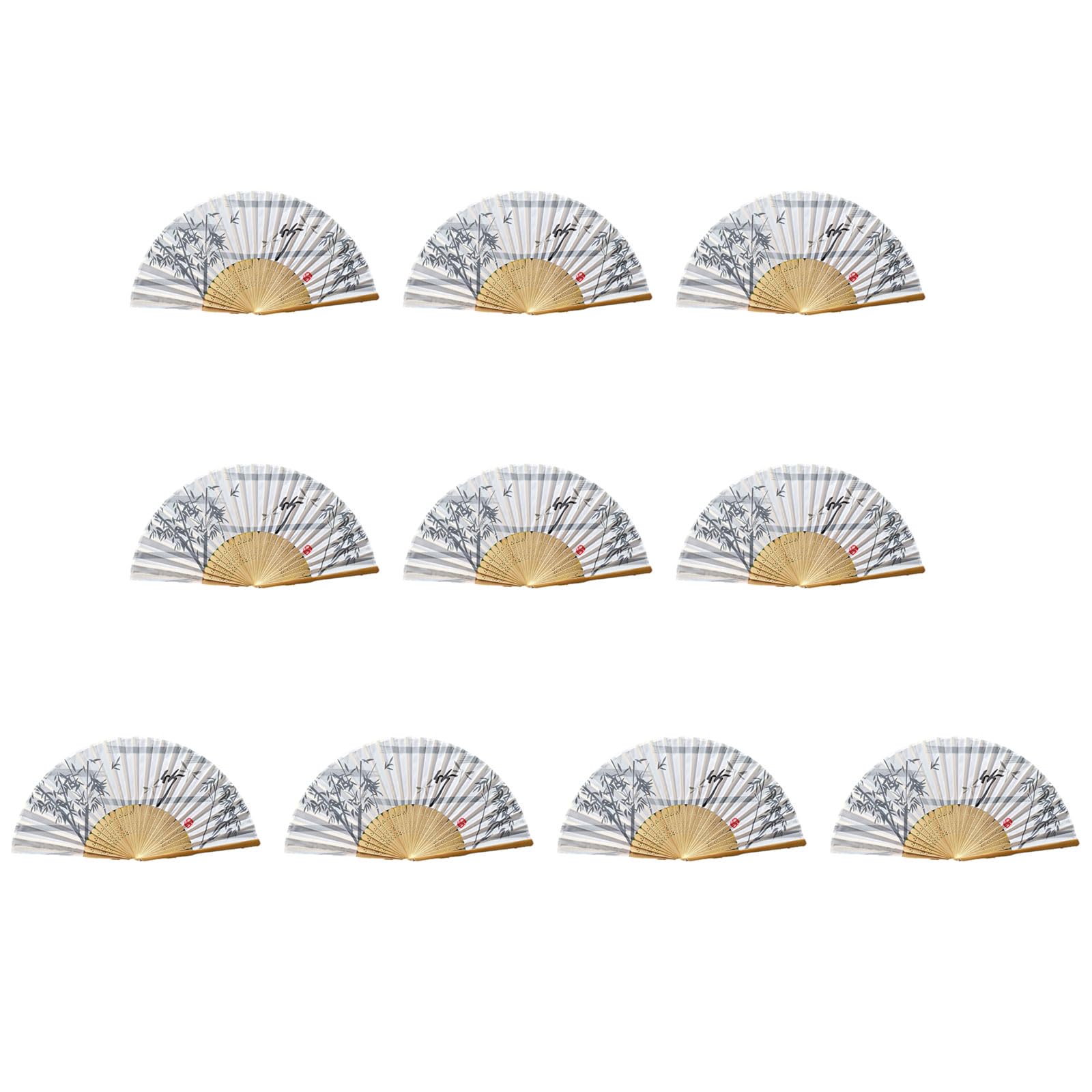 Tsophreniq Of 10 Bamboo Folding Fans Traditional Chinese Handheld Fan with Elegant Carvings for Cooling and Decoration Bamboo Fan