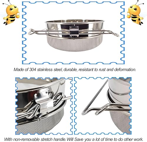 Miniatura 2 de Colador de miel de doble tamiz para cubo de 5 galones, filtro de miel de acero inoxidable con brazos extensibles de hasta 16.5 pulgadas, equipo de