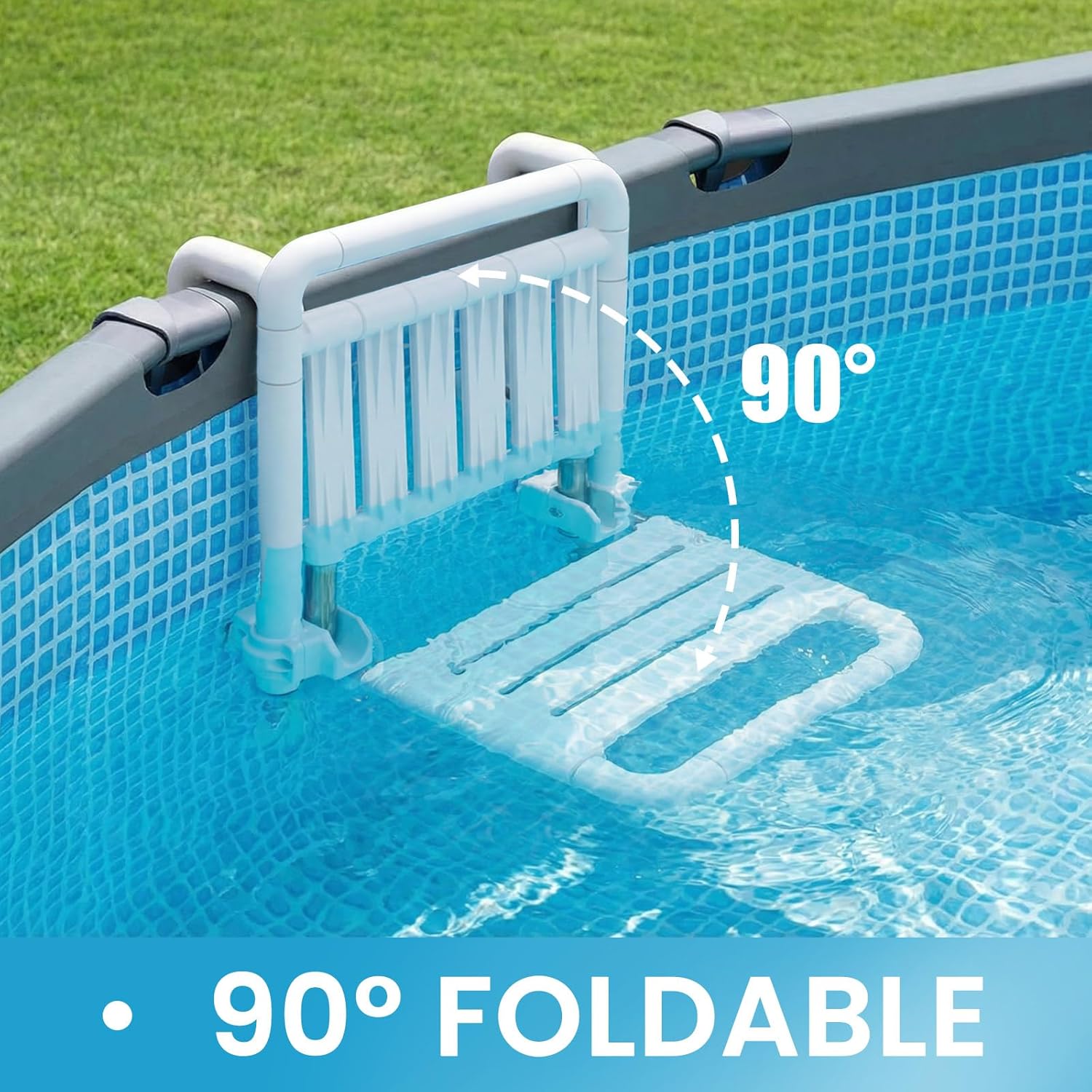 18.9 Inch Foldable Underwater in Pool Stool Chair Non Float Poolside Bar Seating Above Ground Frame Swimming Pools White Comfortable Supports up to 220 Lbs