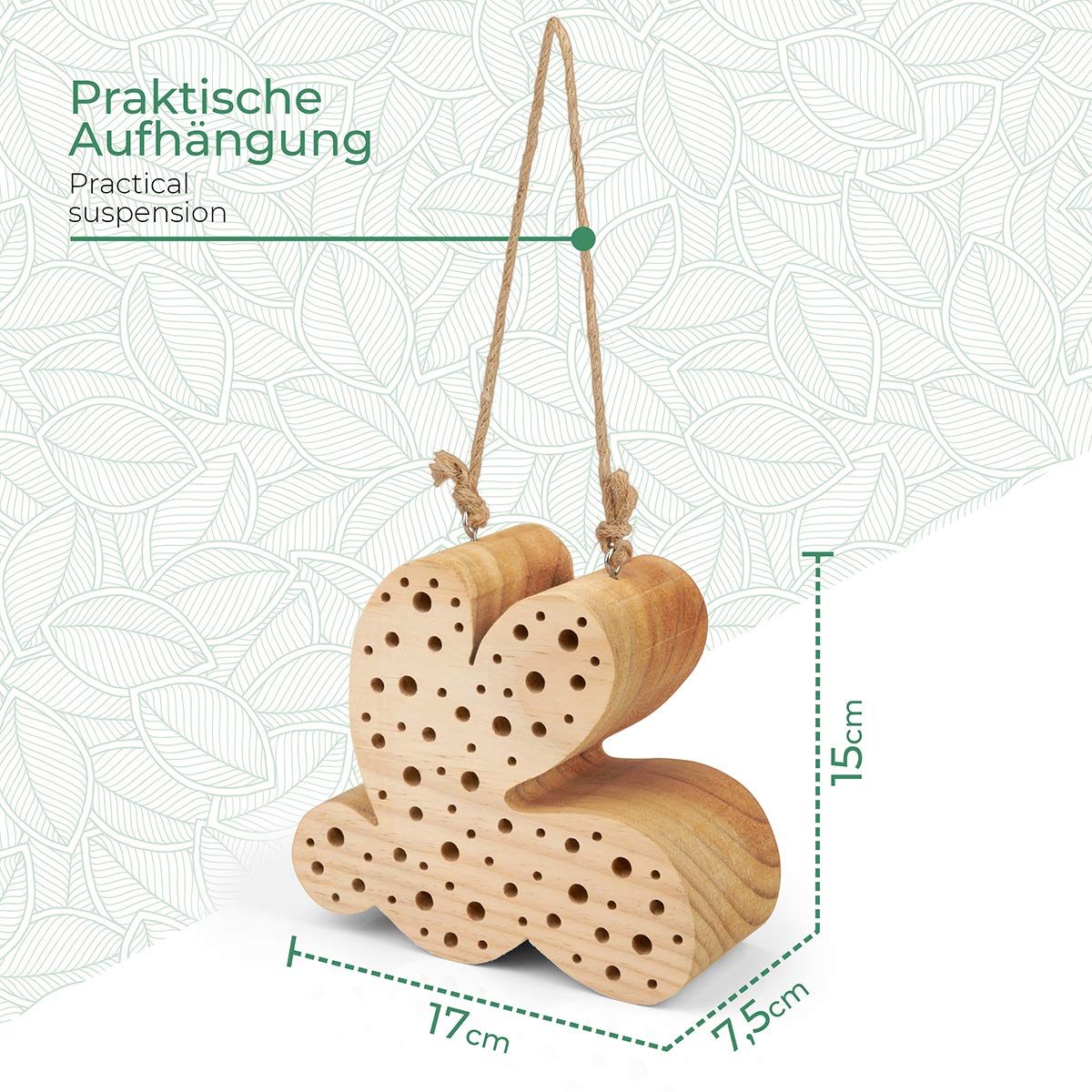 Hôtel à Insectes En Bois - Refuge Pour Insectes Utiles (Coccinelles, Abeilles...) - 17x15x7.5 Cm