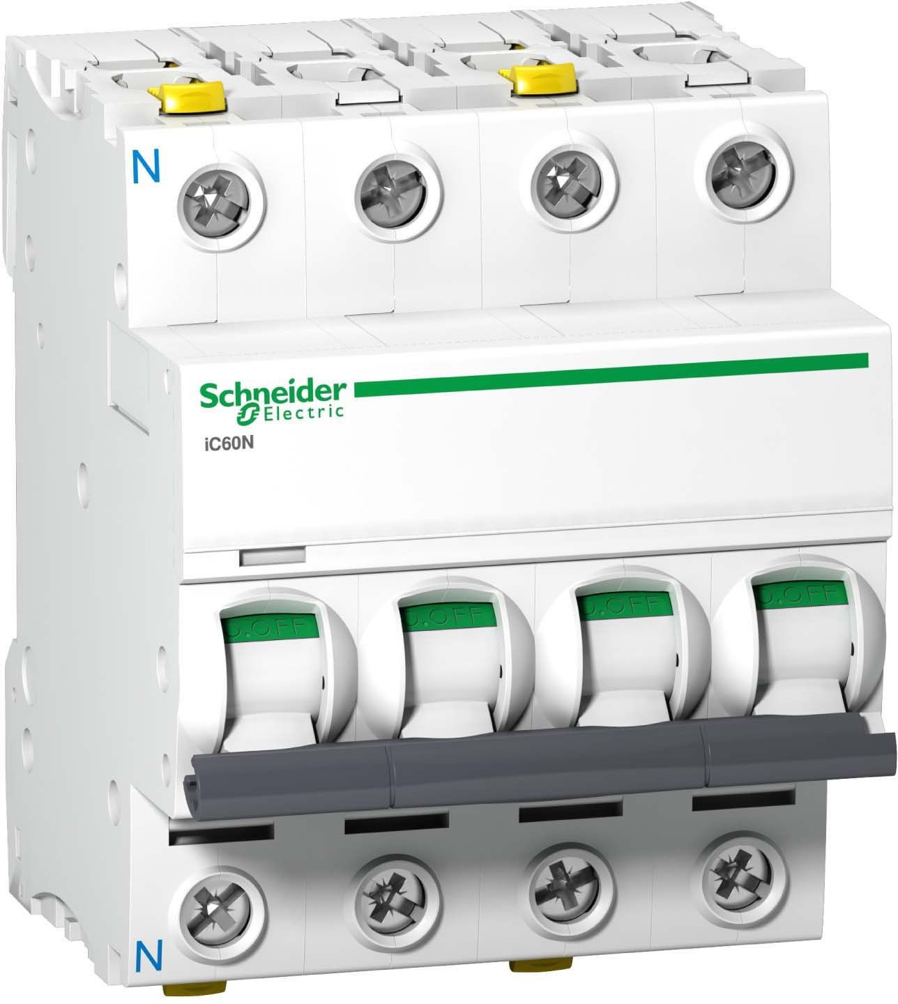 Schneider A9F04716 interruttore di circuito iC60N, 3P+N, 16A, C caratteristiche
