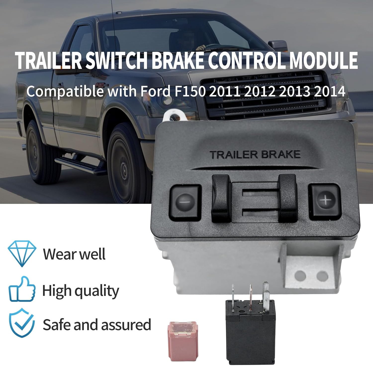 Trailer Brake Control Switch, Trailer Brake Control Assembly Compatible Replacement for Ford F150 2011 2012 2013 2014 Replaces BL3Z-19H332-AA 601-023