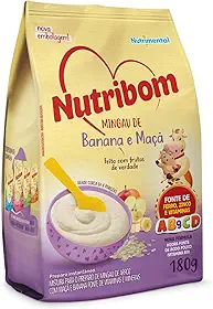 Nutribom Mingau de Banana e Maçã 180g - Feito Com Frutas de Verdade, Fonte de Ferro, Zinco e Vitaminas