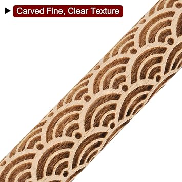 uxcell Wood Clay Roller 4 Water Wave Pattern Rolling Pin Wooden Roller Ceramic Tools Wood Texture Roller Clay Baking Fabric DIY