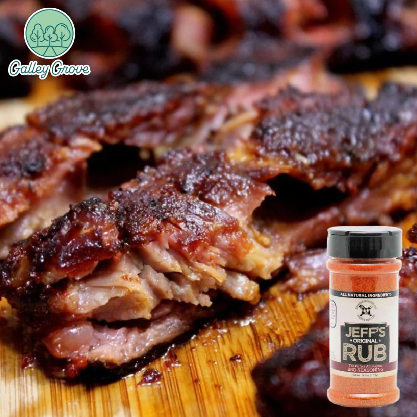 Jeff's Original Rub All-Purpose BBQ Seasoning, 5.4 oz Bottle (2-Pack), Grill or Smoker - Pork, Chicken, Ribs, Brisket, Steak, Seafood, Vegetables - Bundle With Galley Grove Sugar-Free Breath Mints