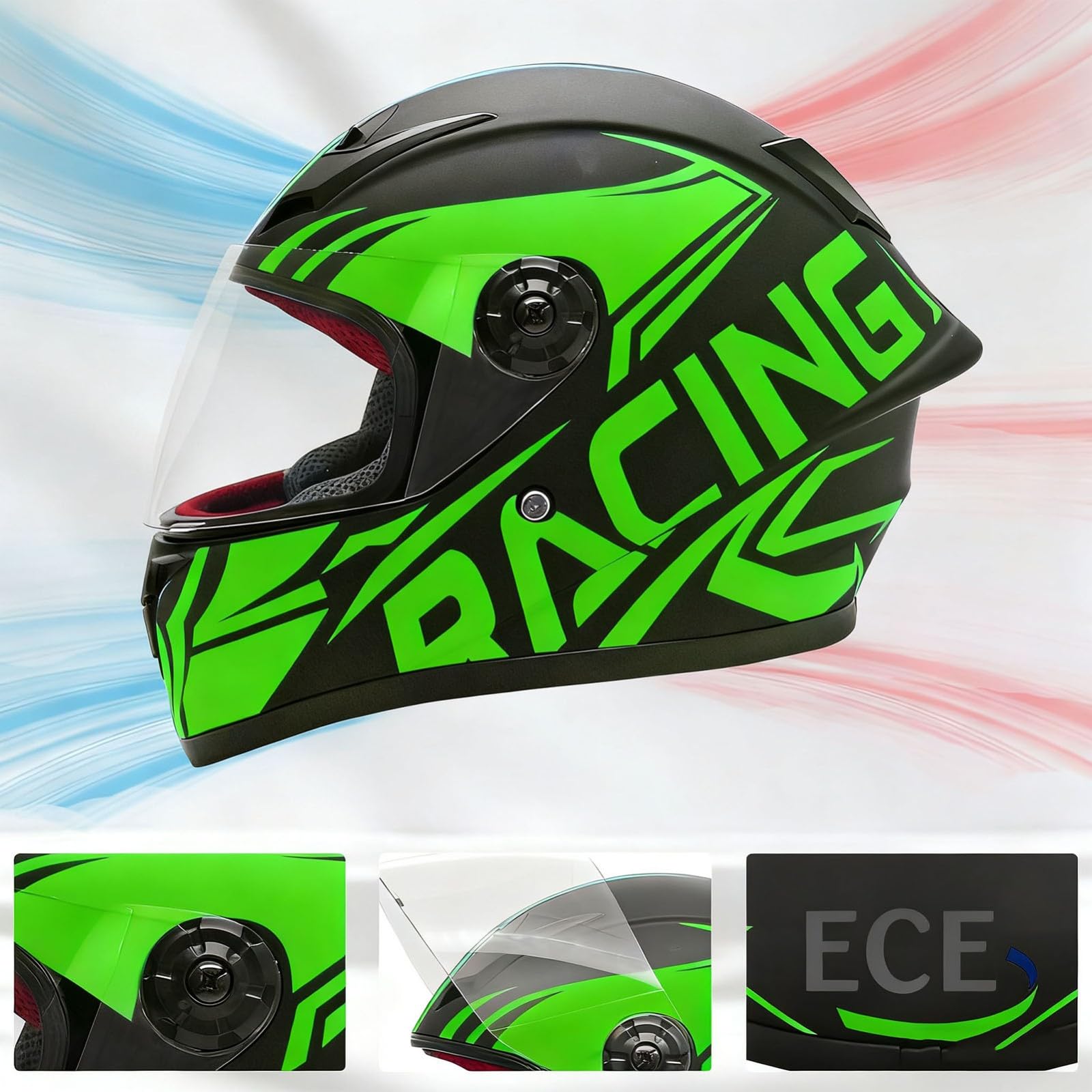 Casco Integrale Per Bambini Con Omologazione DOT,Casco Per Go-Kart,Scooter Elettrico, Ciclomotore,Casco Per Bambini Ragazzi E Ragazze,Per Moto Da Cross,Per Bambini Dai 3 Ai 14 Anni 6,S/(47~58cm)