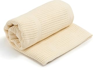 Clair de Lune Organic Cellular Blanket Soft Baby Swaddle 70 x 90 cm (Cream)